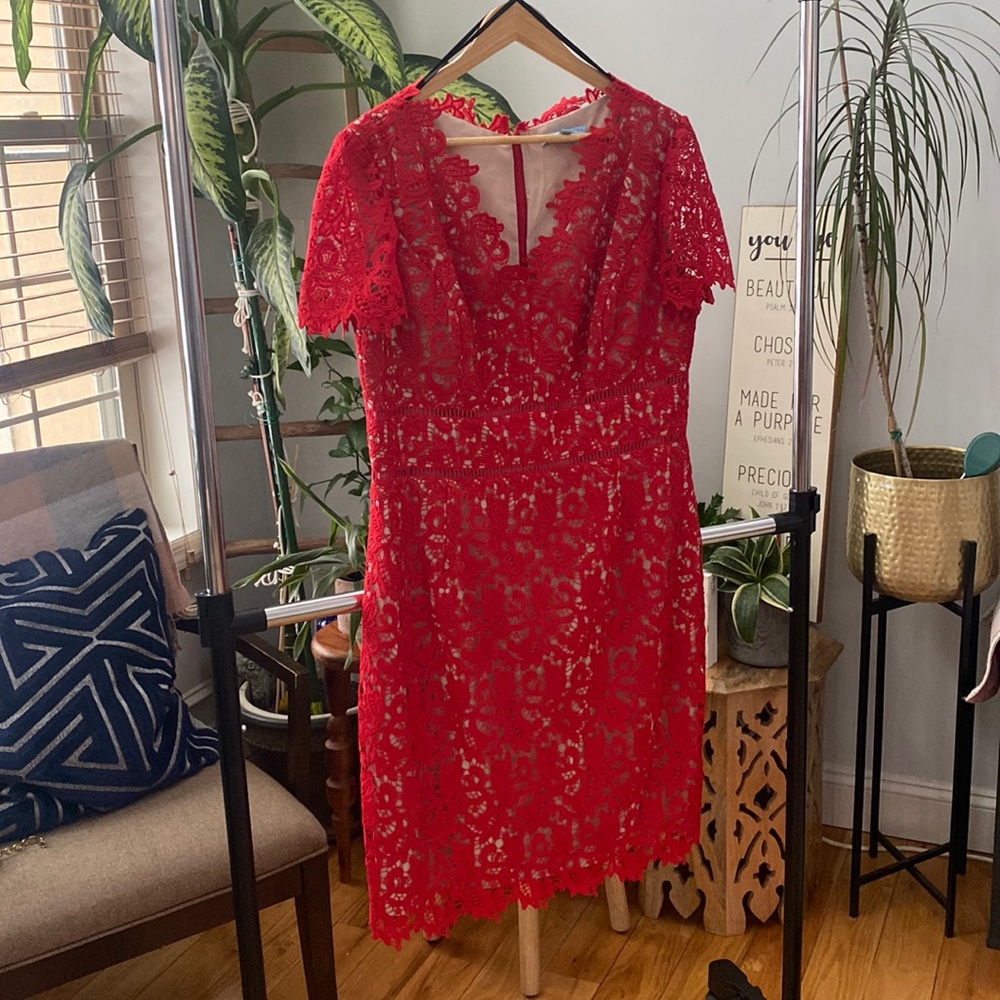 Antonio Melani Hayden V-Neck Lace Sheath Dress. Worn only one time. Beautiful!